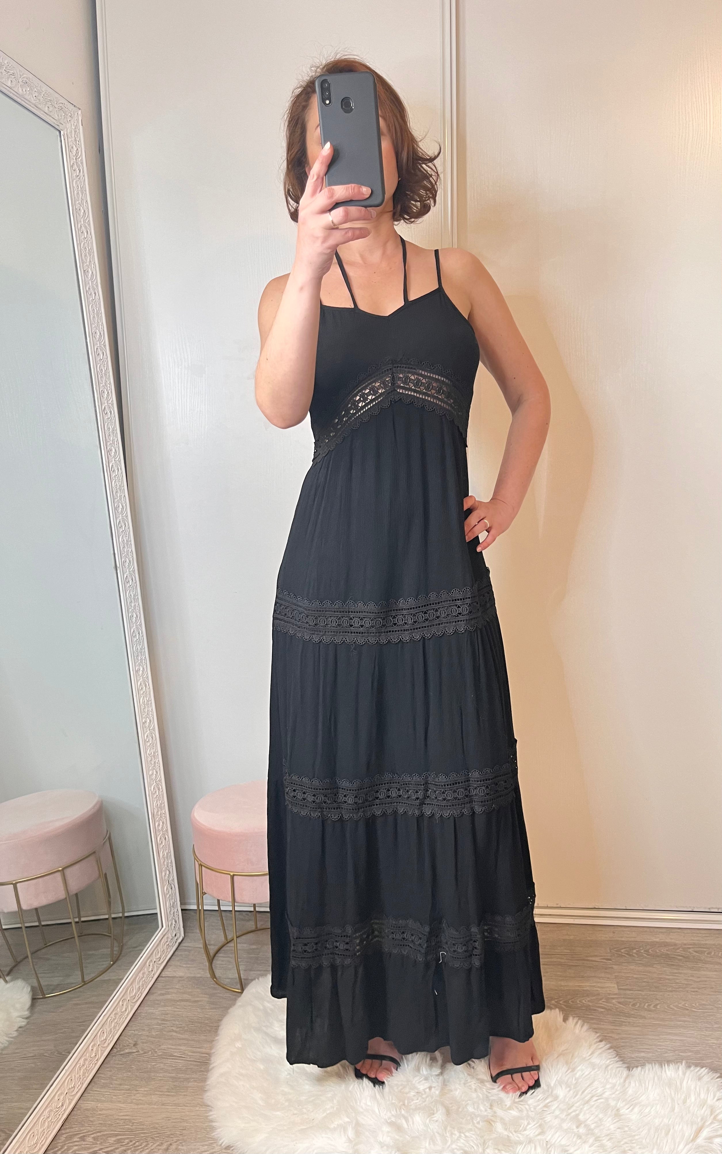 Robe longue crochet noire - PRETTYGYAL