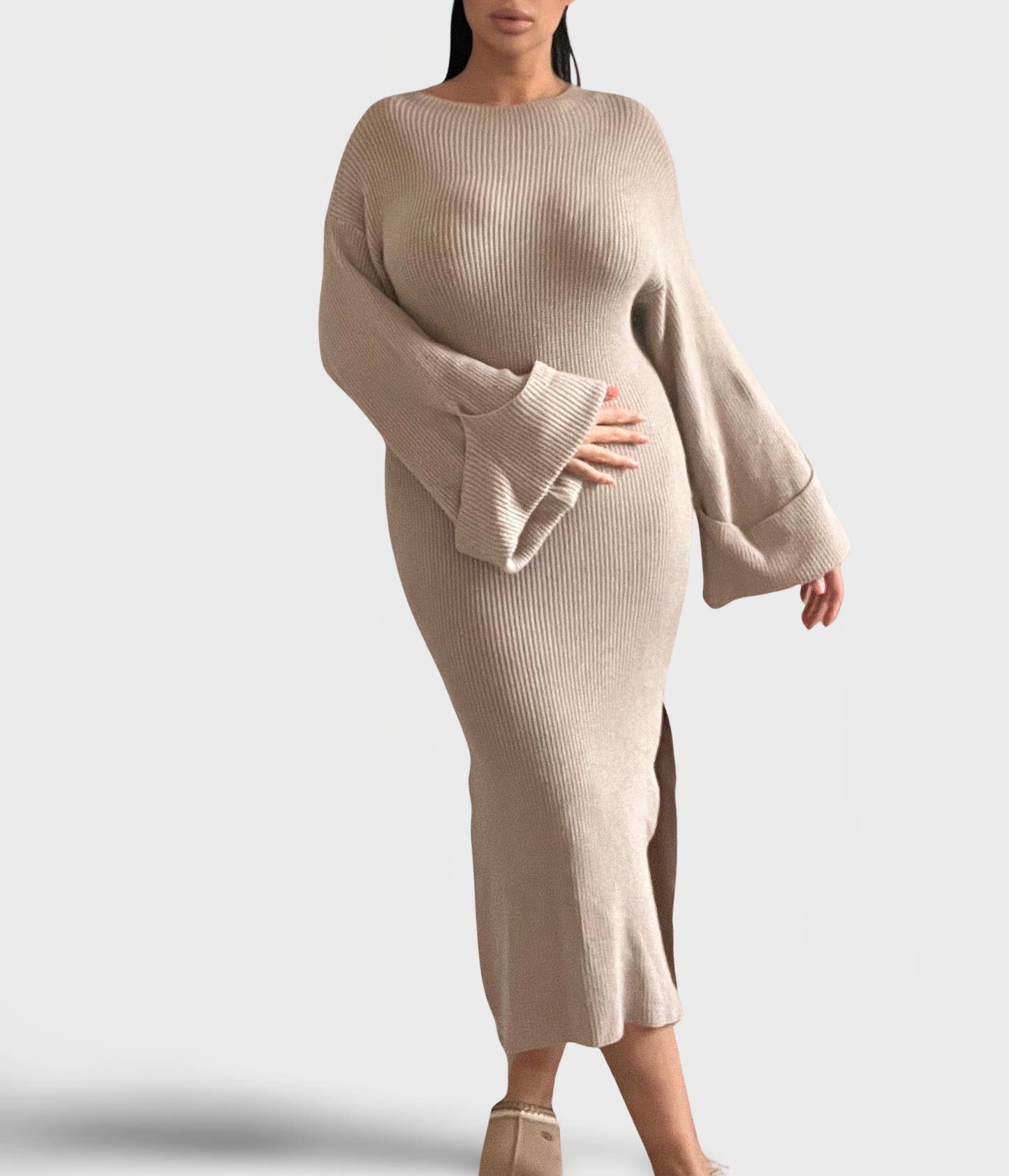 ROBE LONGUE TAUPE PRETTYGYAL