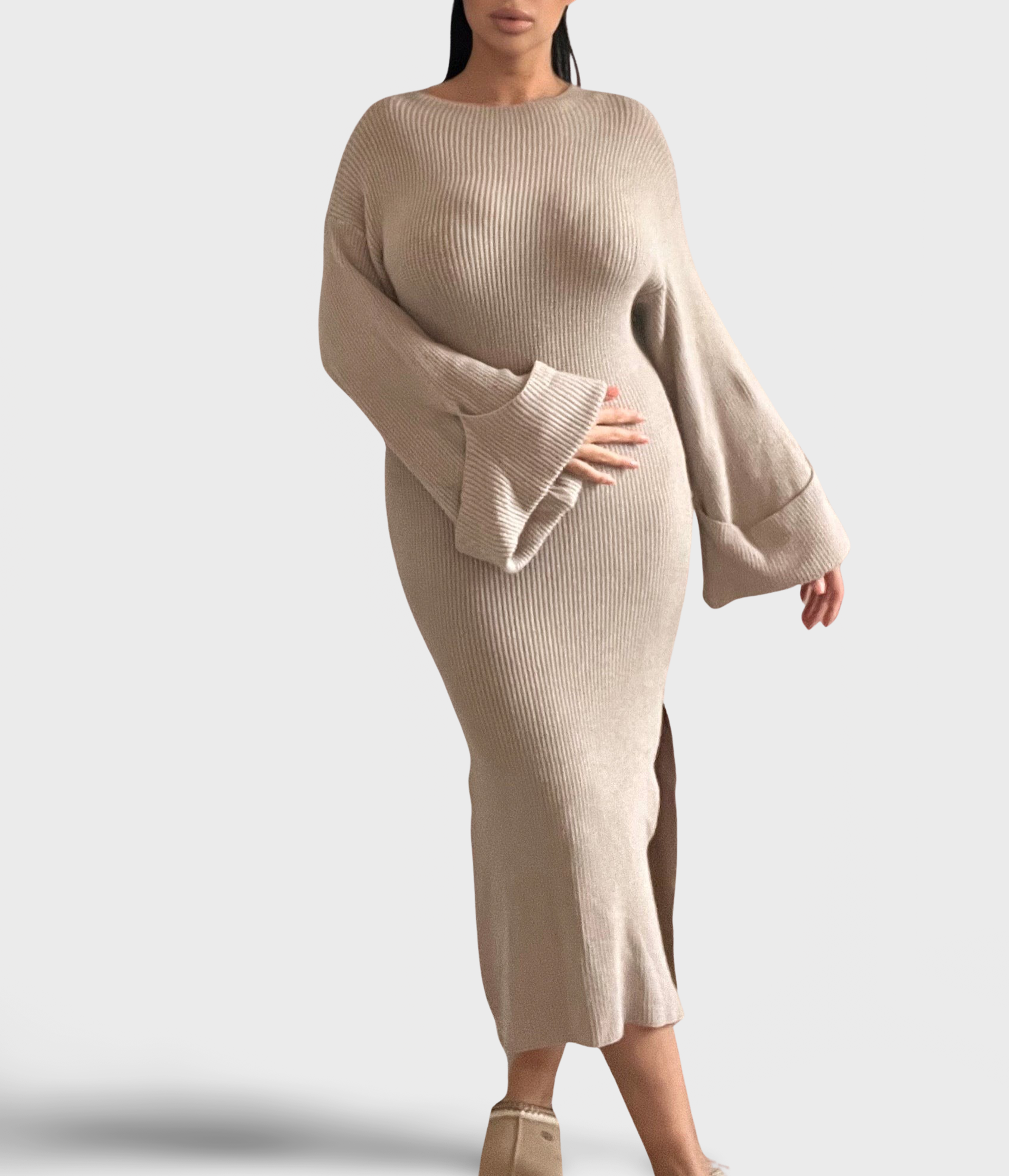 ROBE LONGUE TAUPE PRETTYGYAL