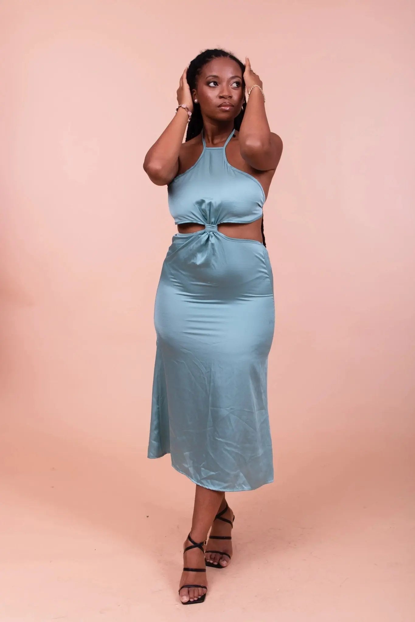 Robe longue Lilou satinée à nouer - PRETTYGYAL