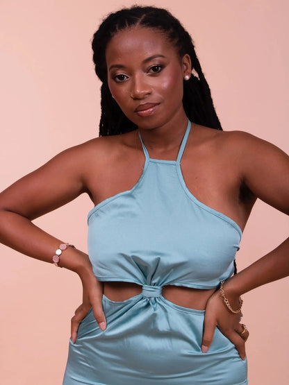 Robe longue Lilou satinée à nouer - PRETTYGYAL